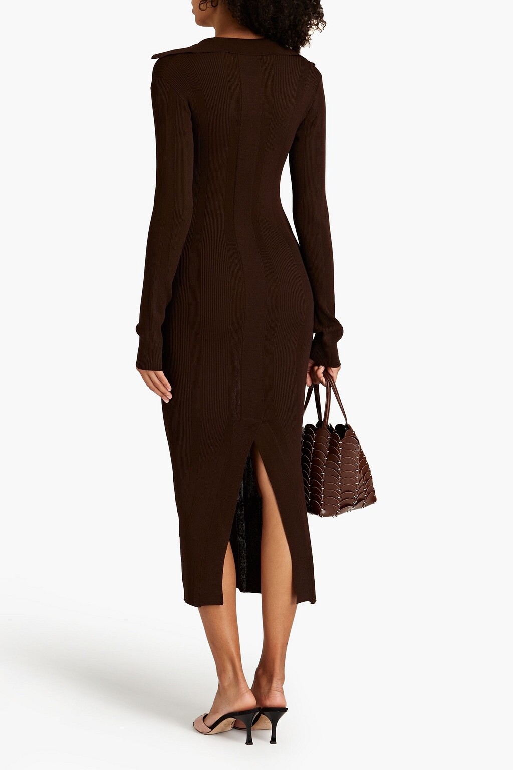 REMAIN Dress MIDI Birger Christensen Brown Viscose Nylon Sheath Dress SZ 6 New