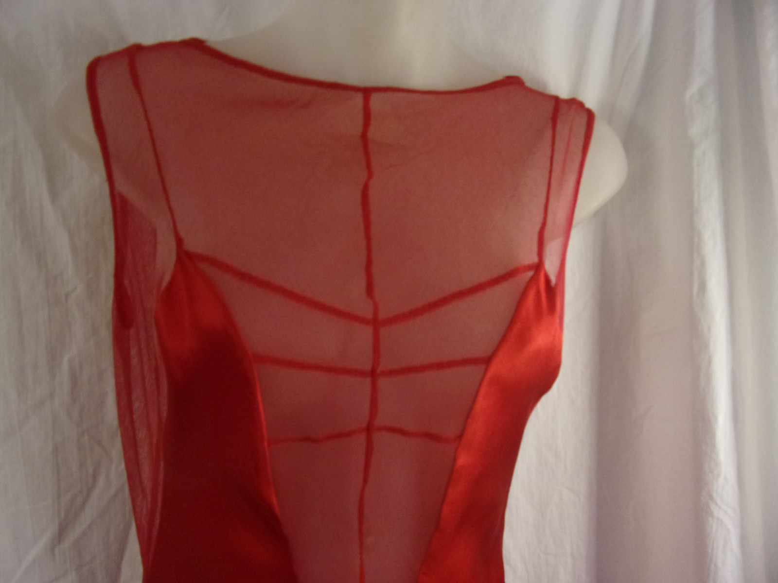 Plein Sud Red Silk & Mesh Top Slip Dress 38/6 Sexy Y2K shows alot of Skin