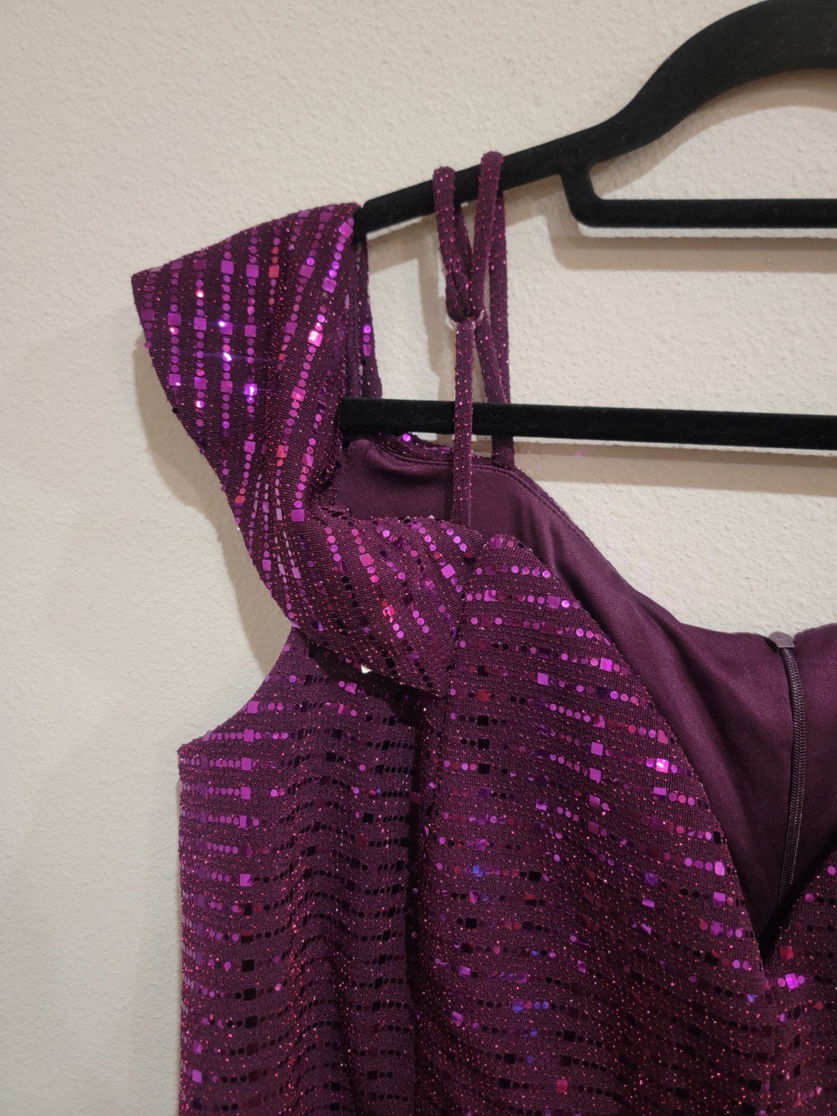 En Focus Studio Off Shoulder Purple Sequin Maxi Dress With Slit Size 20W NWT