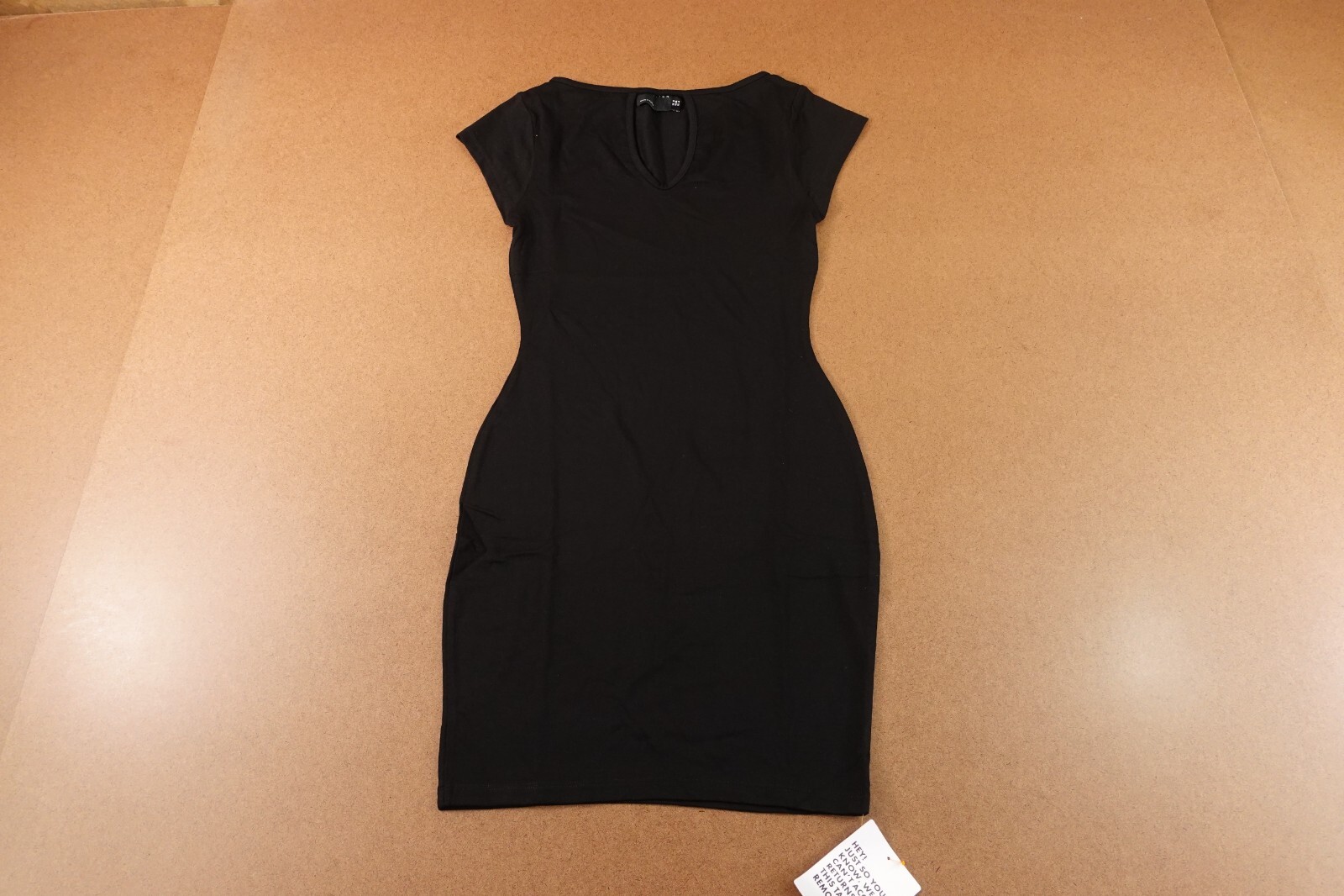ASOS DESIGN Womens Size 4 Black Short Sleeve 90s Clean Plunge Mini Dress NWT