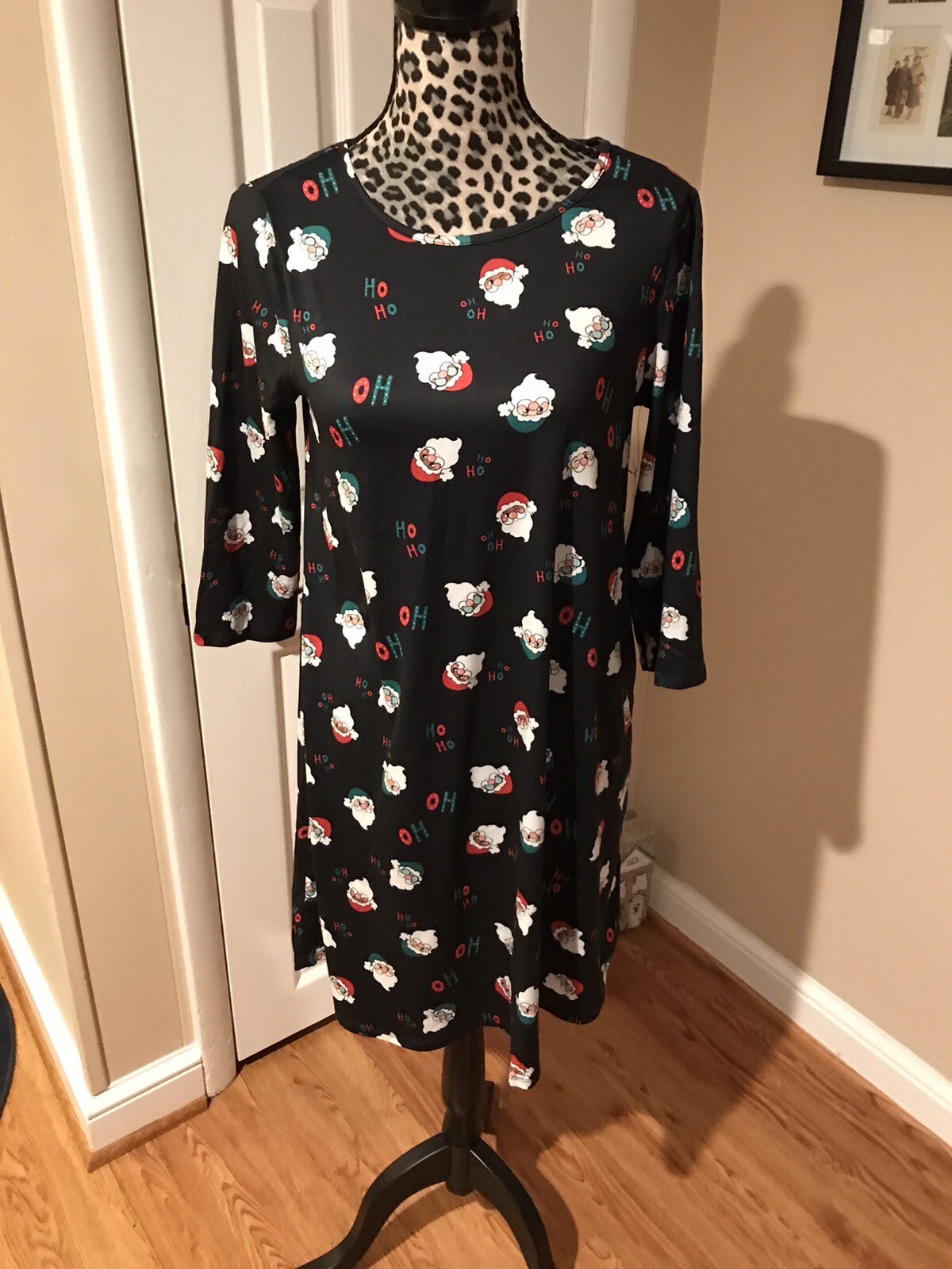 Celebrate Together Women’s Size XS Christmas Santa Ho Ho Ho Black Dress New
