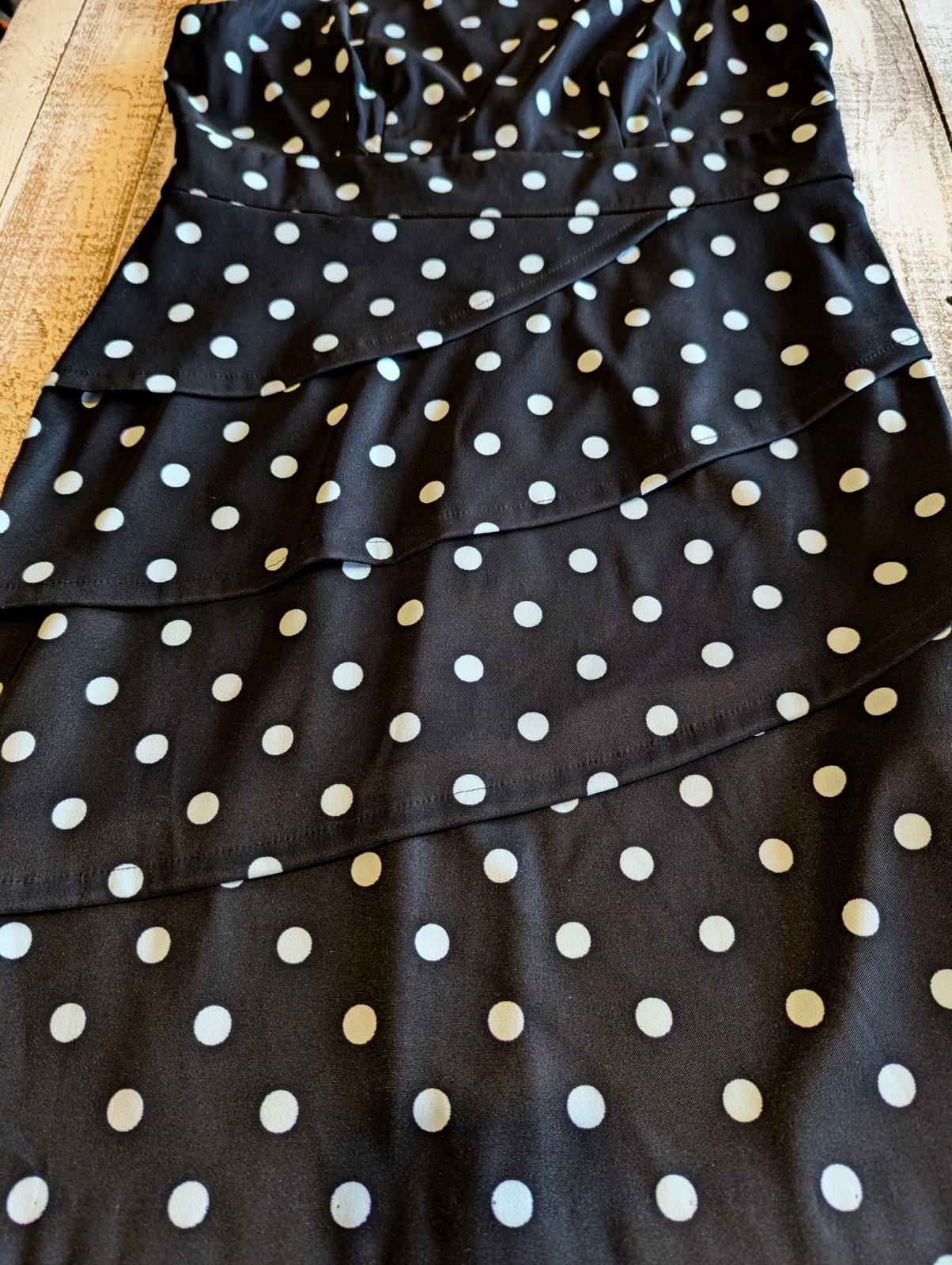 Signature Sabrina Black White Polka Dot Sheath Dress Sleeveless Knee Length