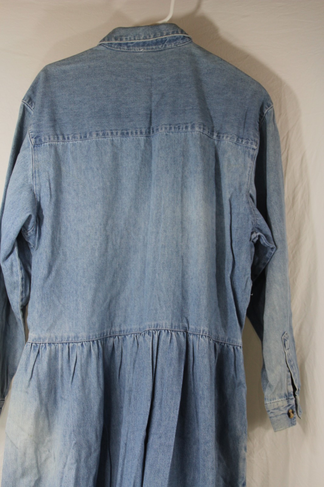 FADS Denim Button Down Dress With Side Pockets Sz S Oversized Vintage Distressed