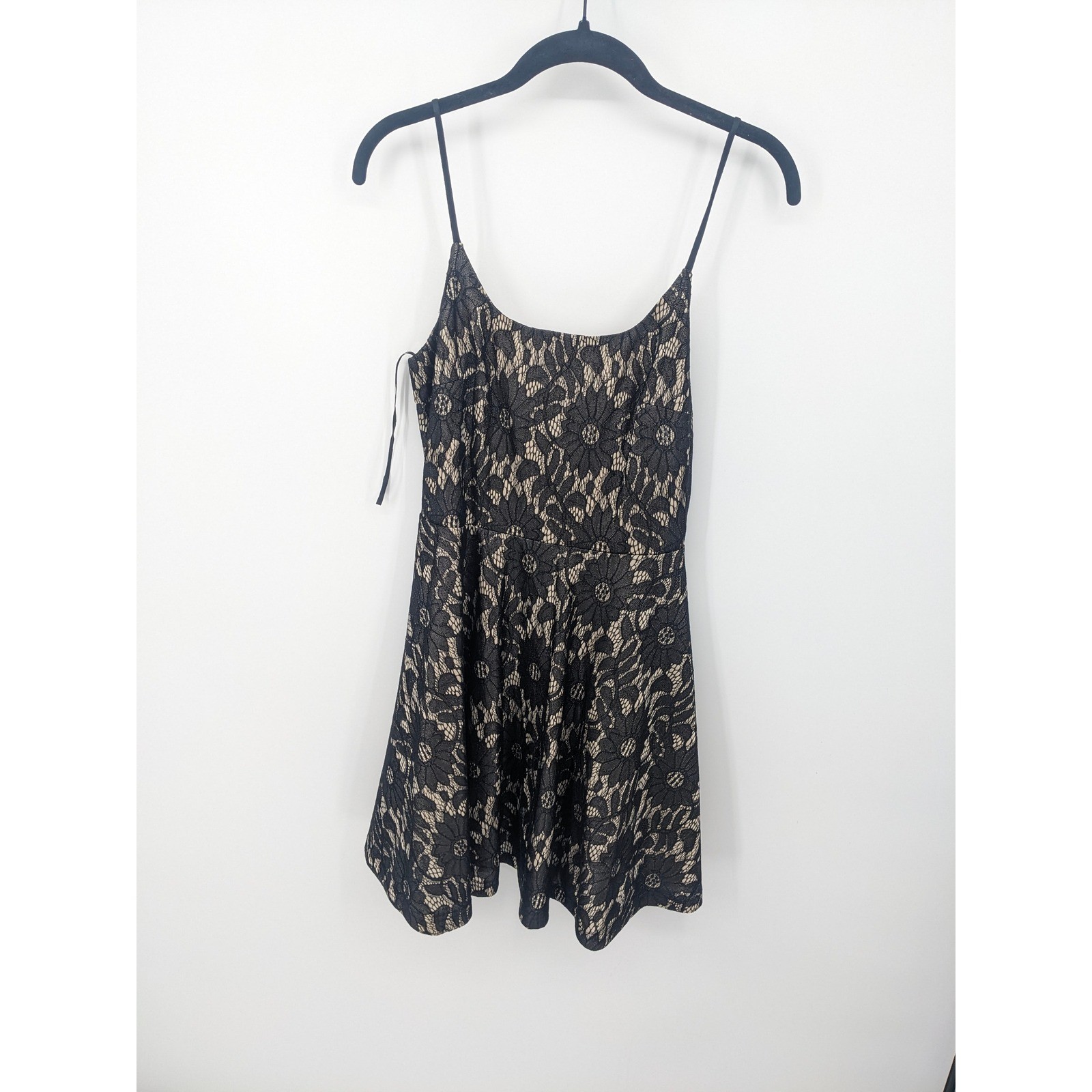 Trac Black Lace Dress Medium Lined Mini Y2K Dark Cottagecore Whimsical Romantic