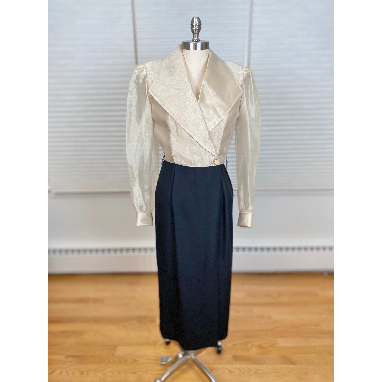 Vintage Gold Dress, Sheer Top, 80s 90s Maximalism, J.R. Nites by Caliendo, XS S