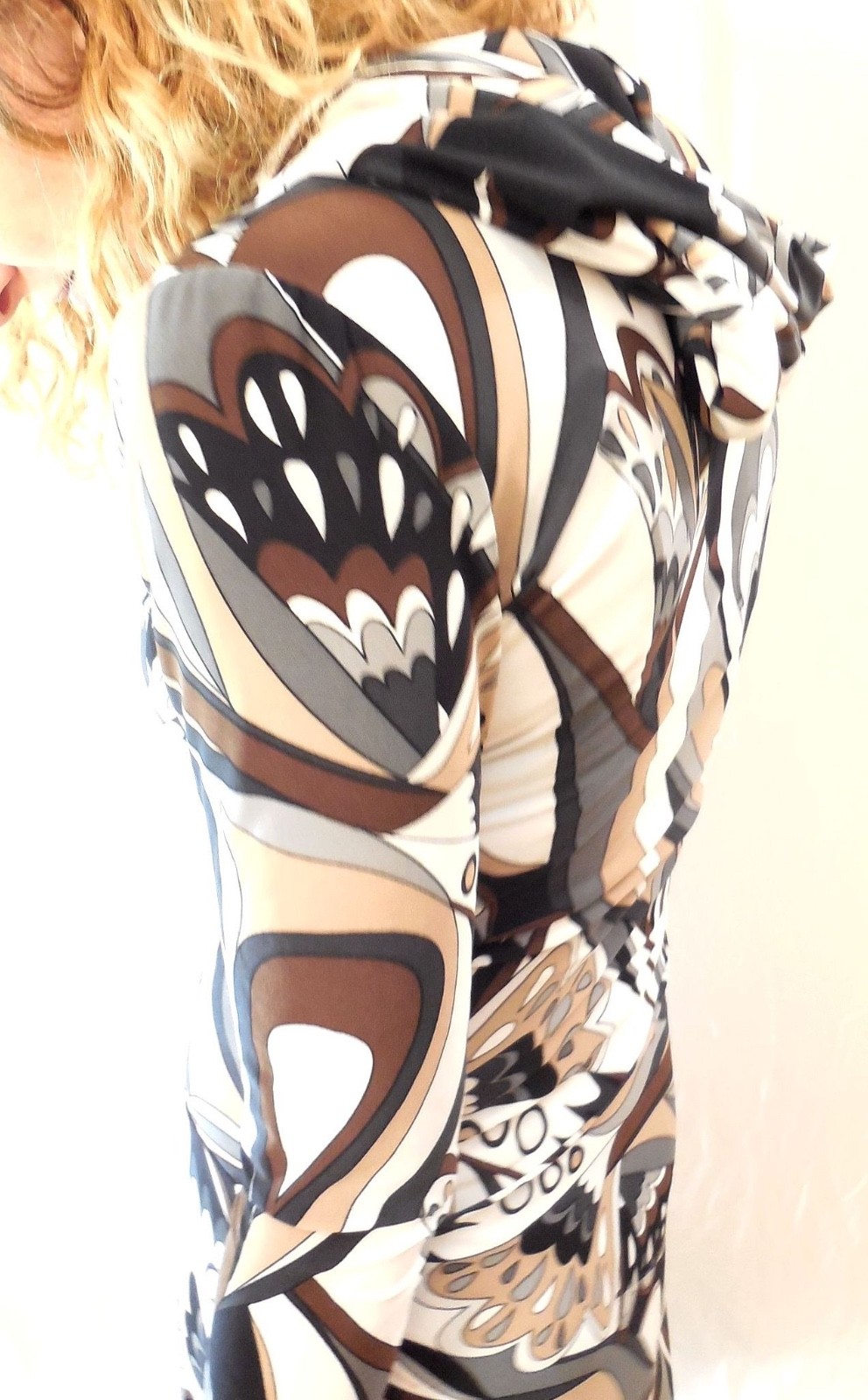 Split Neckline, Jersey Dress Knee Length Striped, Black or Floral