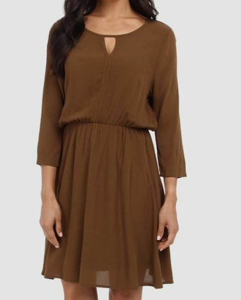 $198 Brigitte Bailey USA Women’s Green Round-Neck Keyhole A-Line Drape Dress M