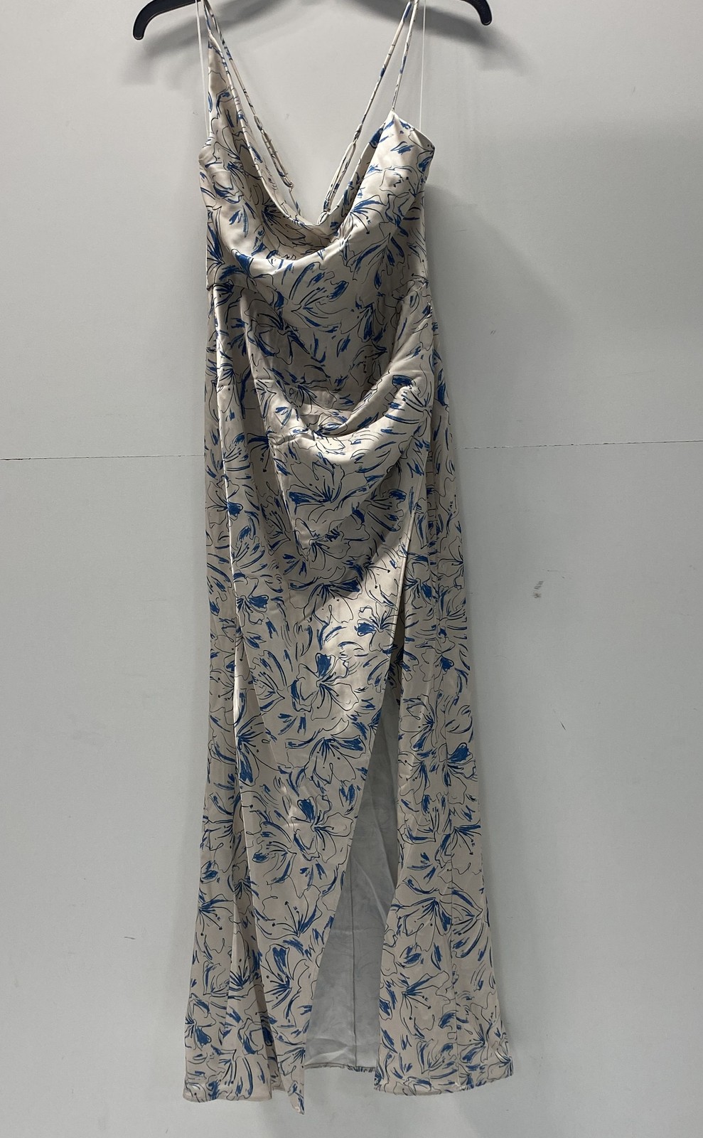 Significant Other Women’s Hailey Blue Illustration Floral Satin Dress Sz 4 NWT
