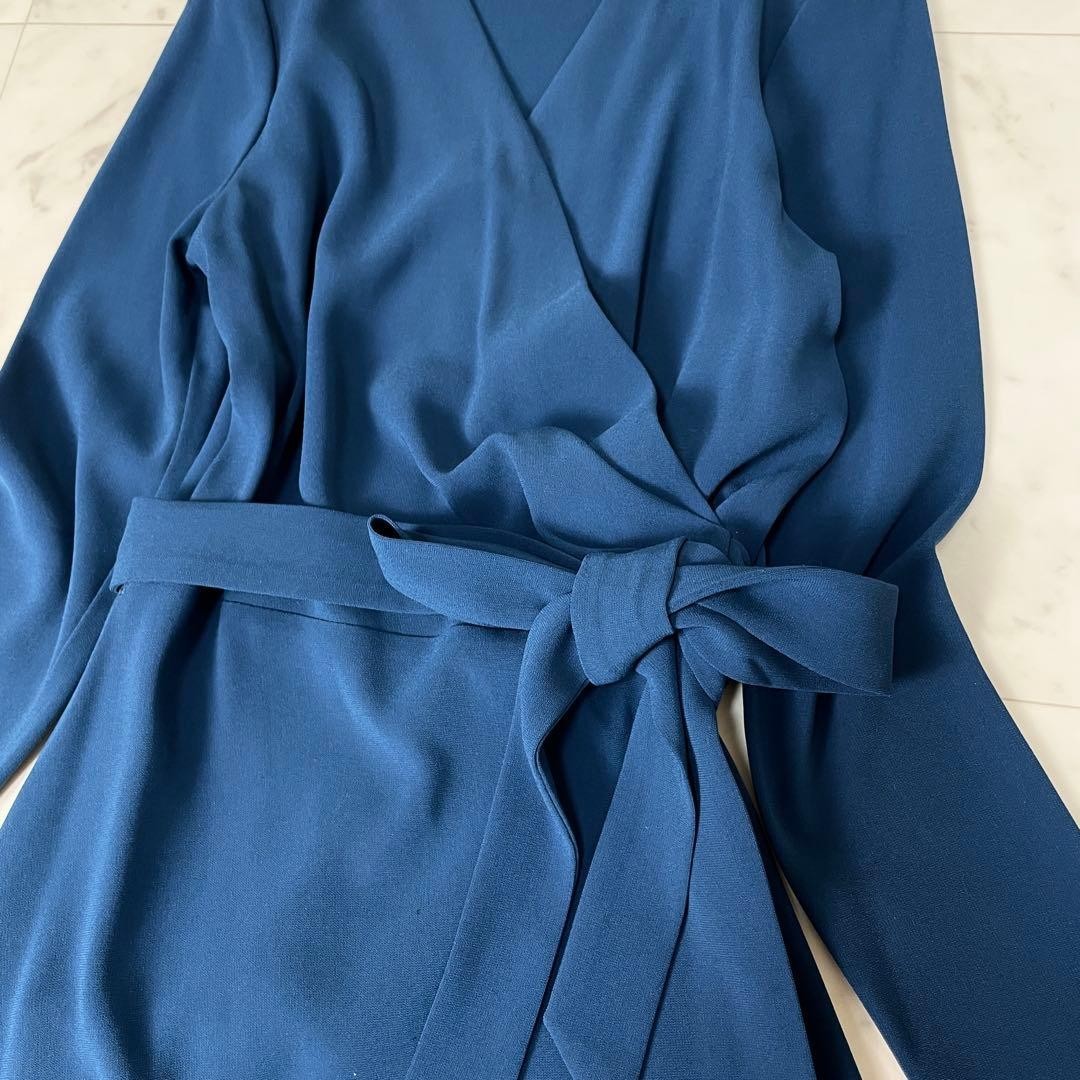 Diane von Furstenberg DVF Blue Collared Wrap Dress Size 2 Made in Japan