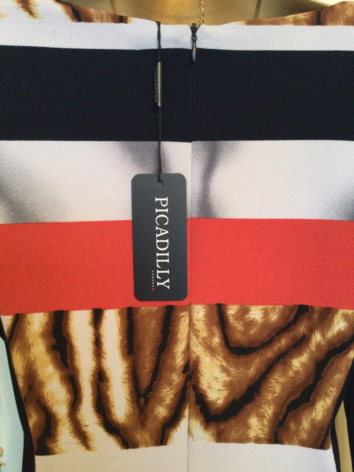 PICADILLY UK 10 / 12 Designer Navy / Coral / Multi Print Dress NWT RRP £159