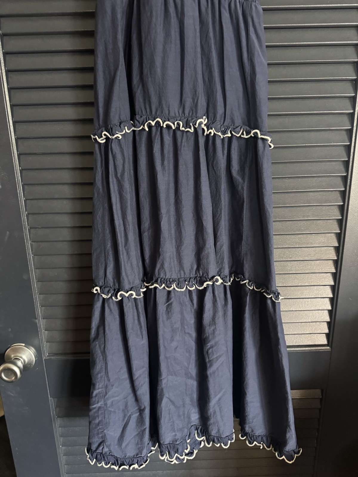 Ann Taylor Navy Square Neck Smocked Strappy Lined Maxi Dress XXSP Petite