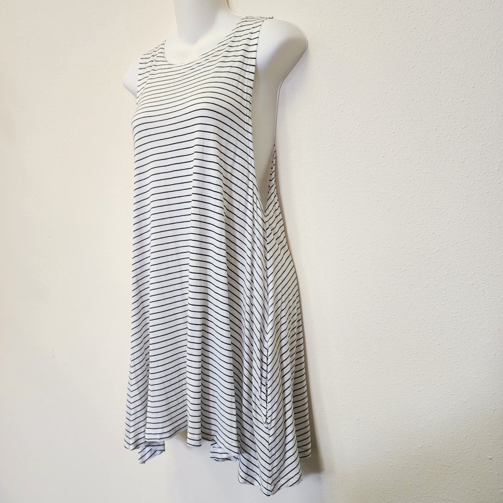 Lagaci Dress Large White black Pockets Beach Tank Coastal Coverup Boho Casual