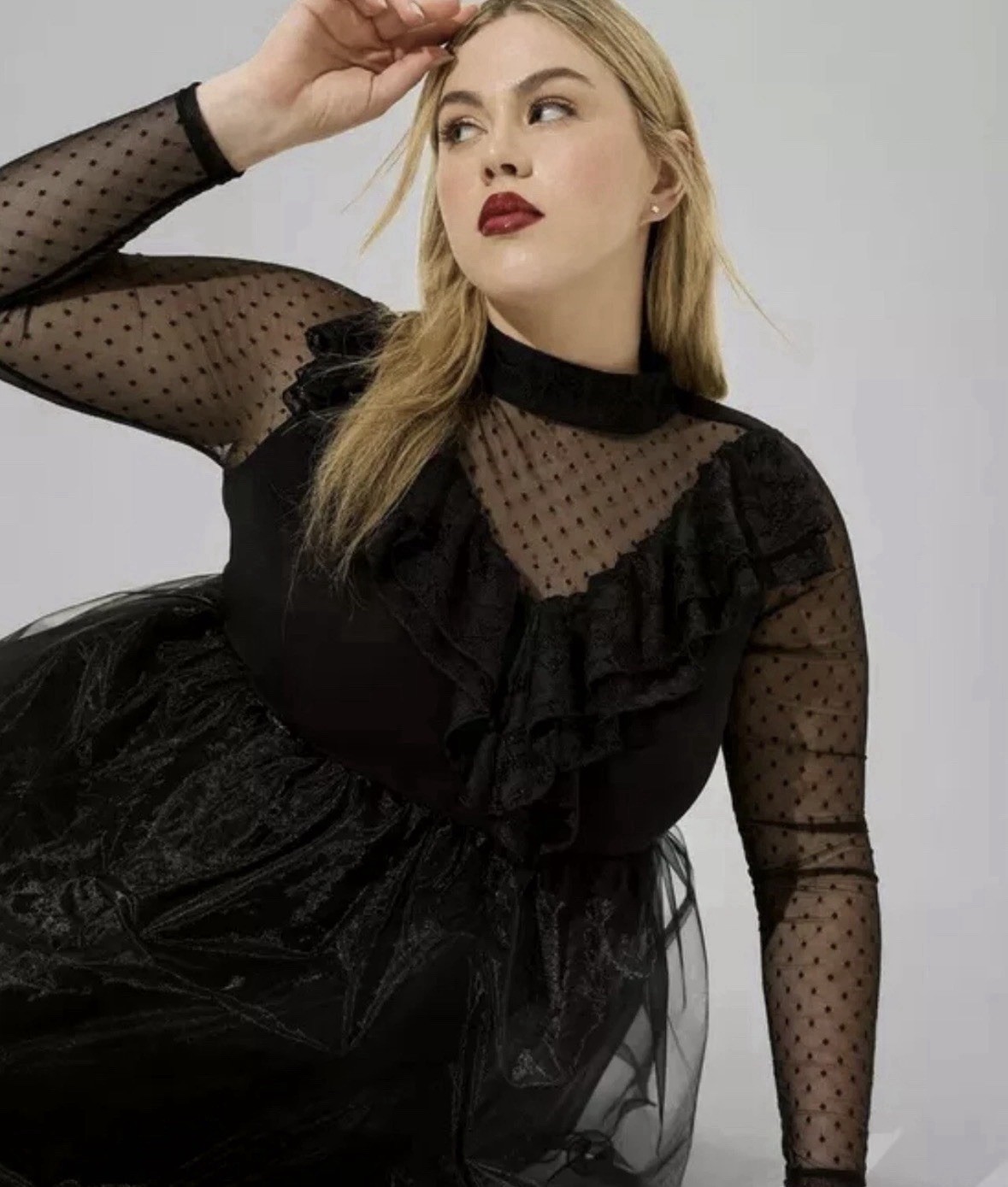 Torrid Black Tiered Mock Neck Midi Dress Size 2 NWOT Goth Fairy Romantic
