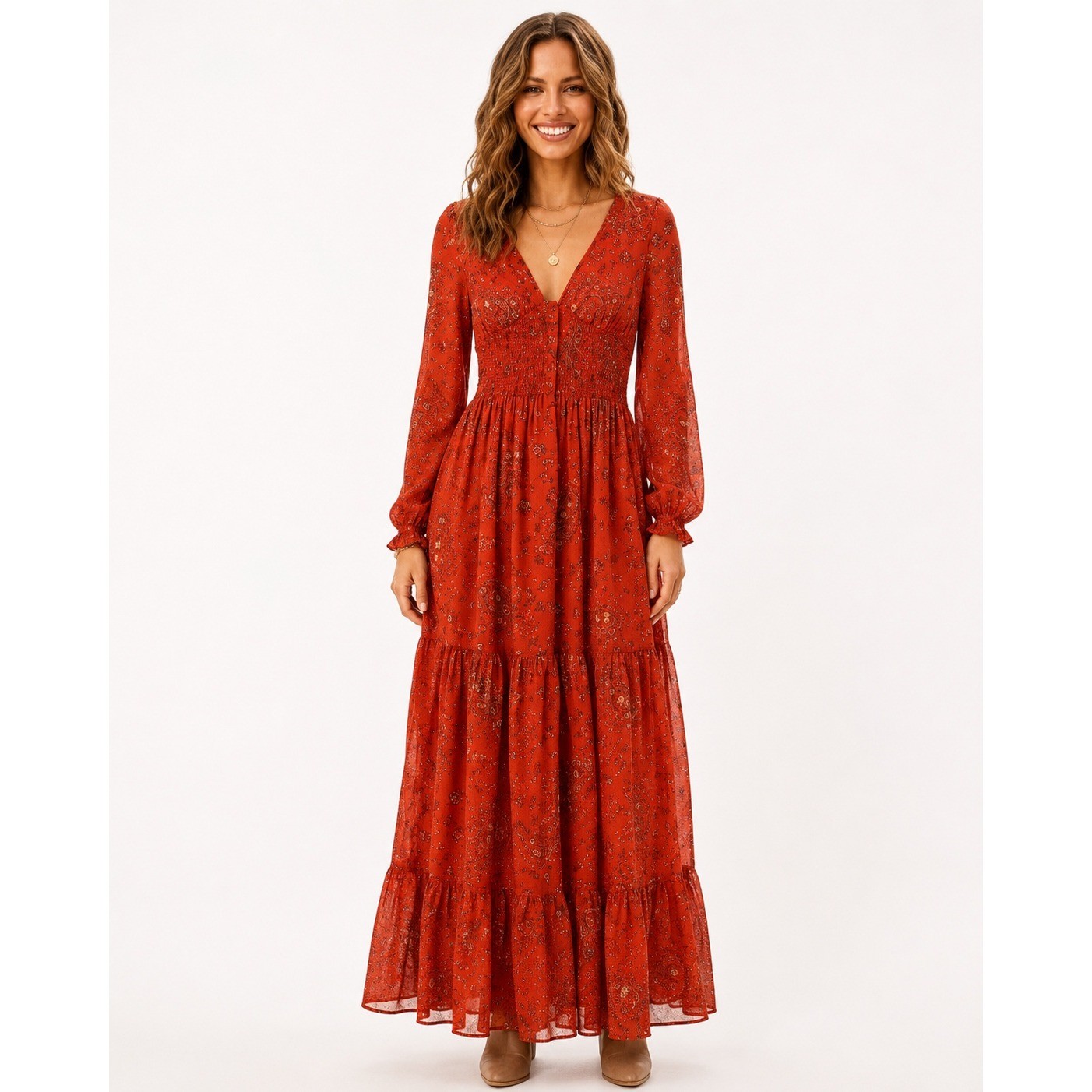 Patrons of Peace Boho Cottagecore Prairie Fairy Grunge Floral Maxi Dress XS
