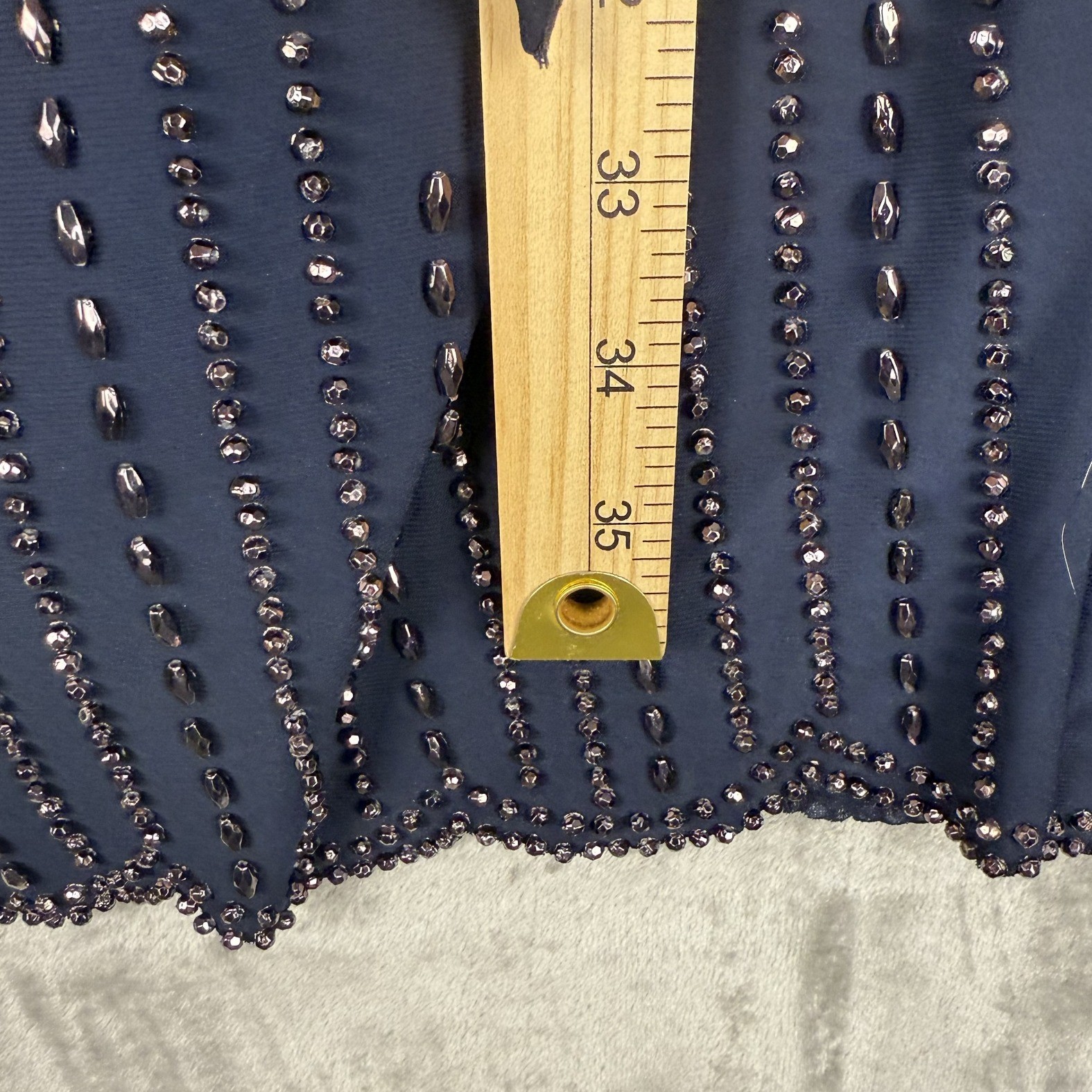 Xscape Navy Blue Beaded Layered Chiffon Gown Dress Size 20W
