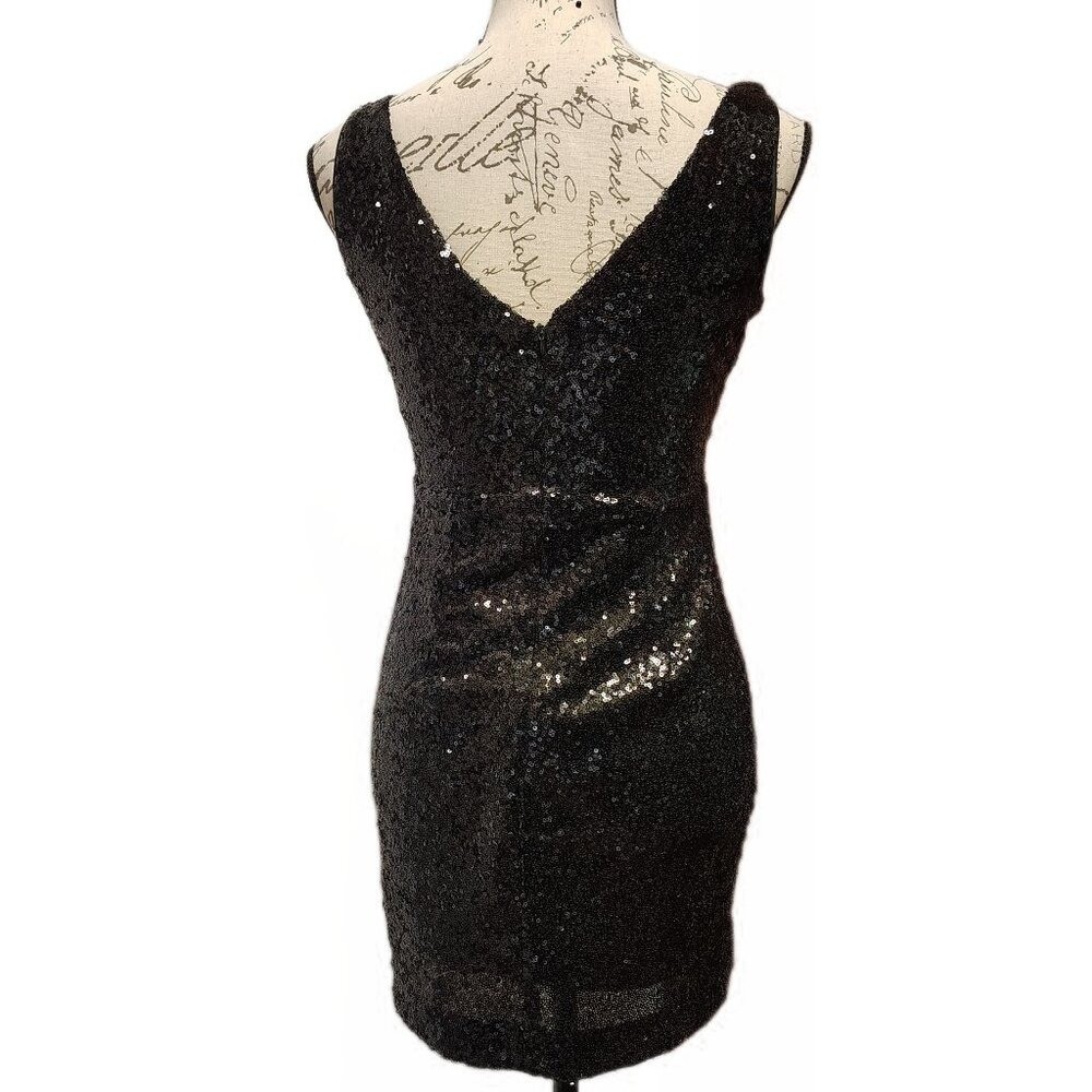 Lulus Black Sequin Mini Dress Tank Dress Small LBD Party Cocktail Shimmer Fairy