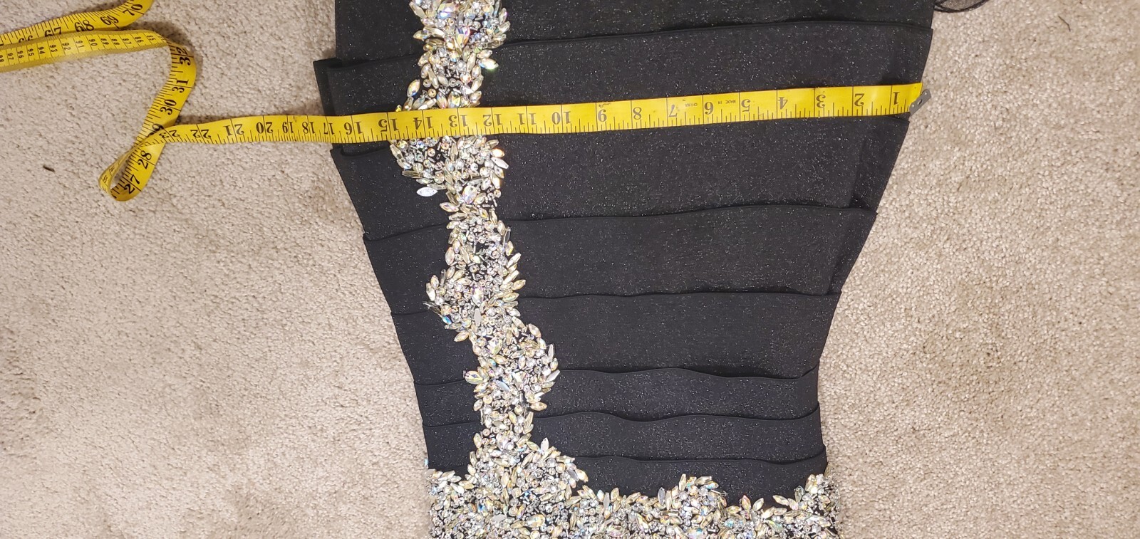Ritzee Originals Black Long Sequin Sleeveless Beaded Pleated Ball Gown Dress 4