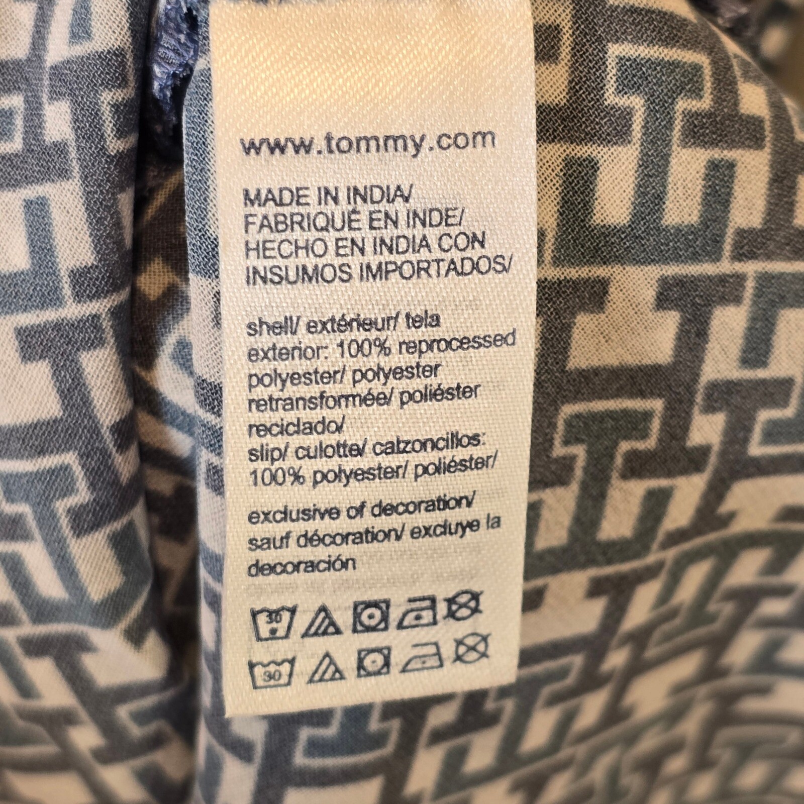Tommy Hilfiger Dress Monogram Chiffon Midi NWT Womens XS Short Sleeve Blue