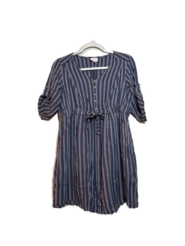 M Isabel Maternity by Ingrid & Isabel Blue and White Striped Button-Front Dress