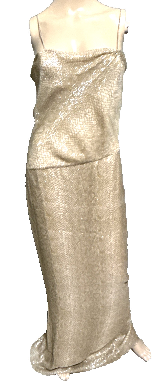 Giorgio Armani Metallic Gold Long Maxi Slip Dress Gown US 2 4 6 IT 40 42 SMALL