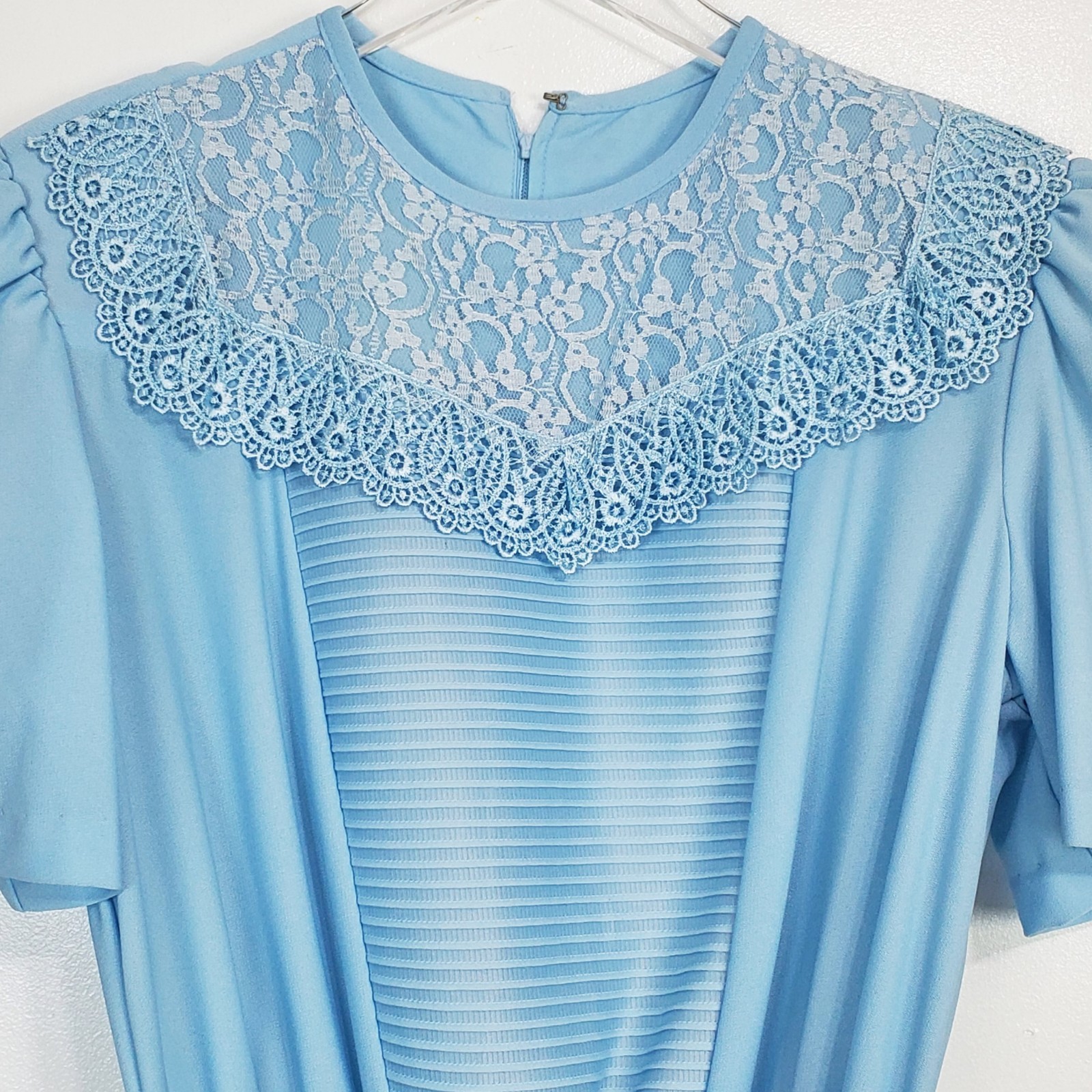Vintage Jennifer Gee size 14 fit flare dress lace belt stretch 60s 80s fairy 70s