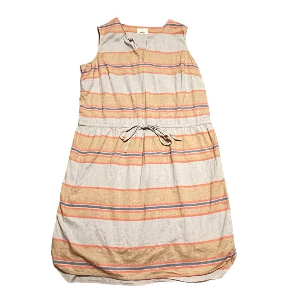 Caslon Striped Sleeveless Cinched Waist Sleeveless Cotton Dress Size 1X