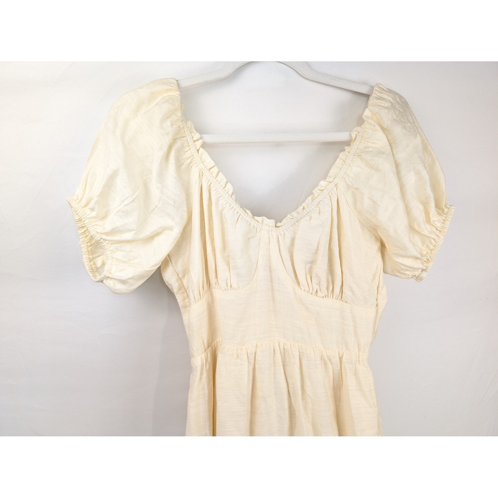 Boho Puff Sleeve Tiered Peasant Maxi Dress Size S Cottagecore Prairie Ren Faire