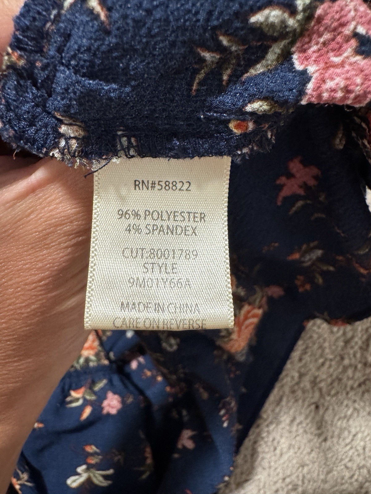 Max Studio Floral Print Ruffle Dress Navy Blue Smocked Waist Midi size M/L