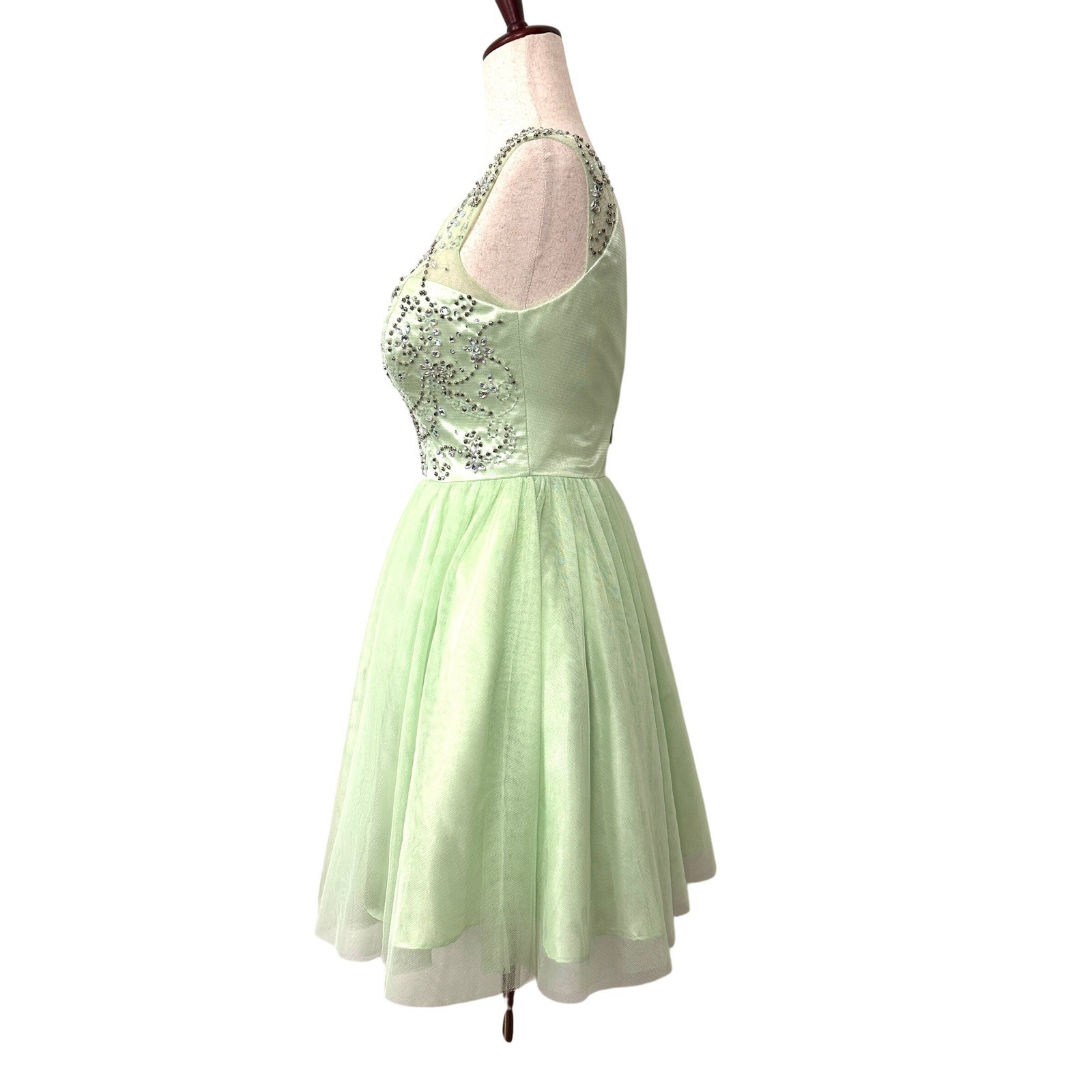 Bee Darlin Mint Green Beaded Tulle Party Dress 5/6 Rhinestone Fairy Prom