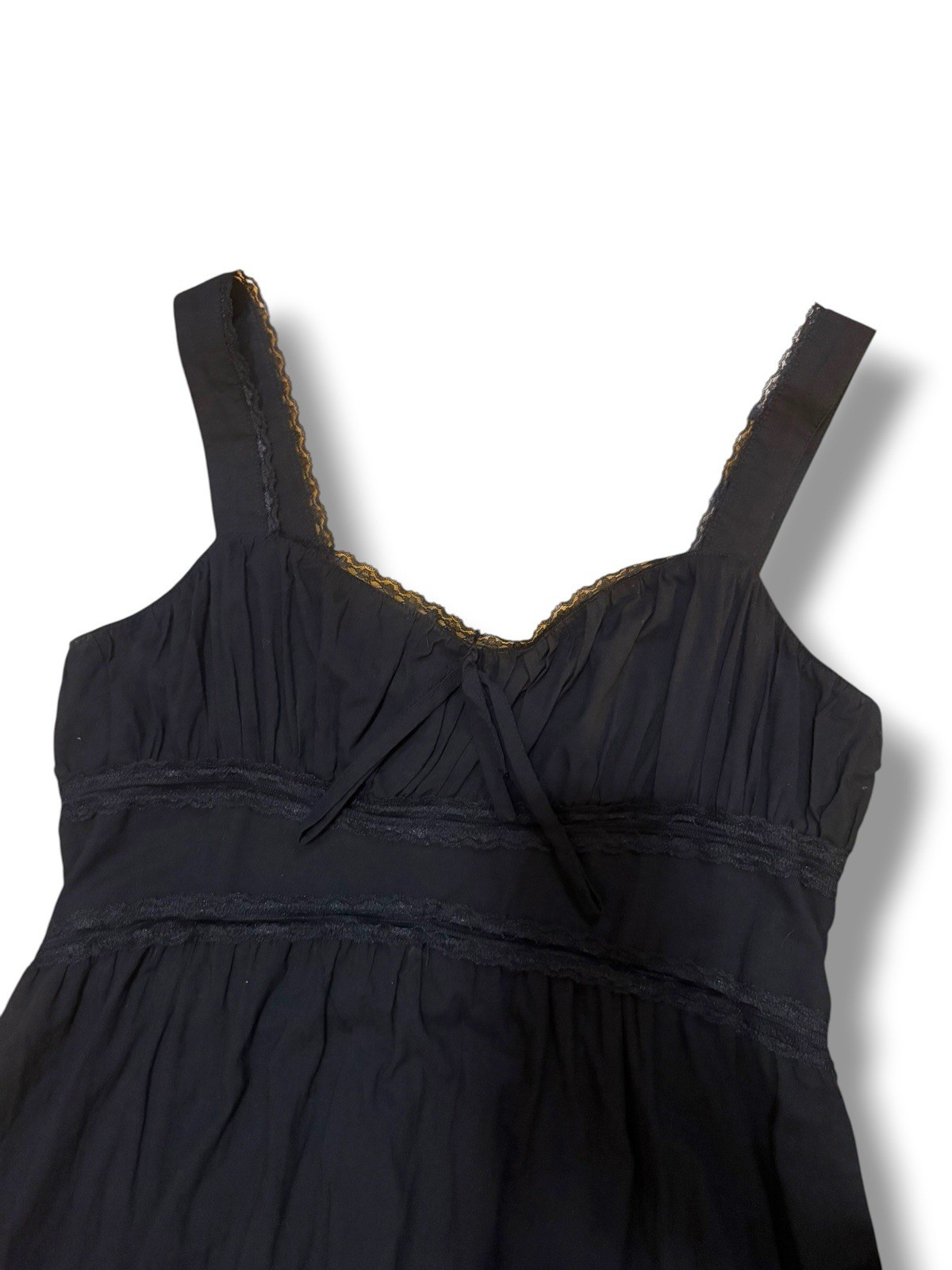 Band Crush Black Lace Trim Smocked Back Midi Dress XL Boho Cottagecore