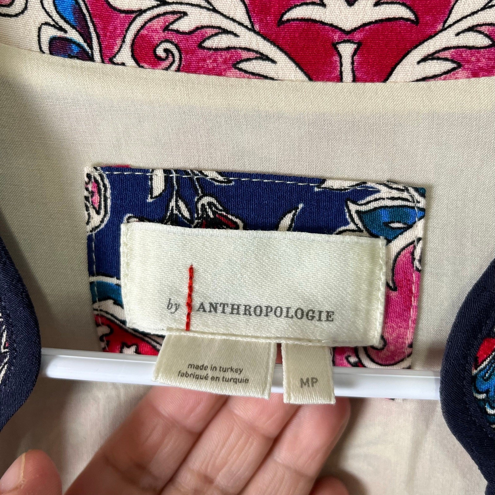 Anthropologie Spliced Tunic Dress Red & Blue Paisley Long Sleeve Medium Petite