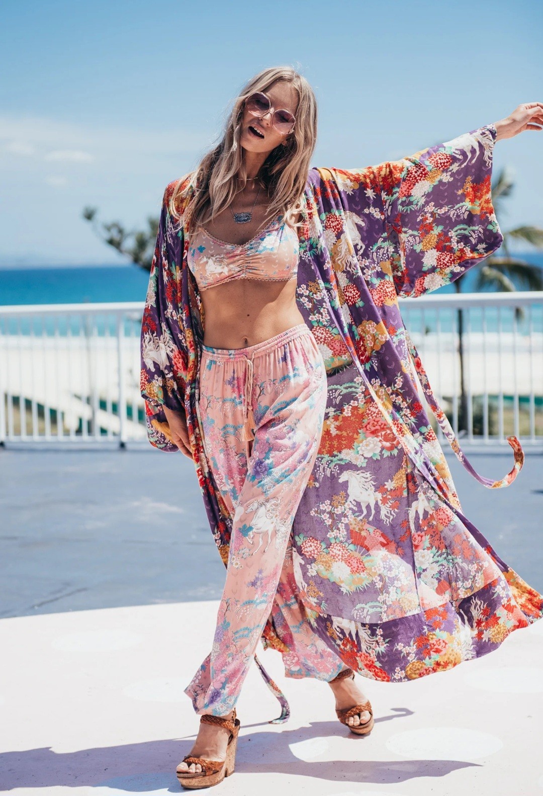 🦋Spell And The Gypsy O/S Wild Horses Kimono Robe with Sash AS NEW