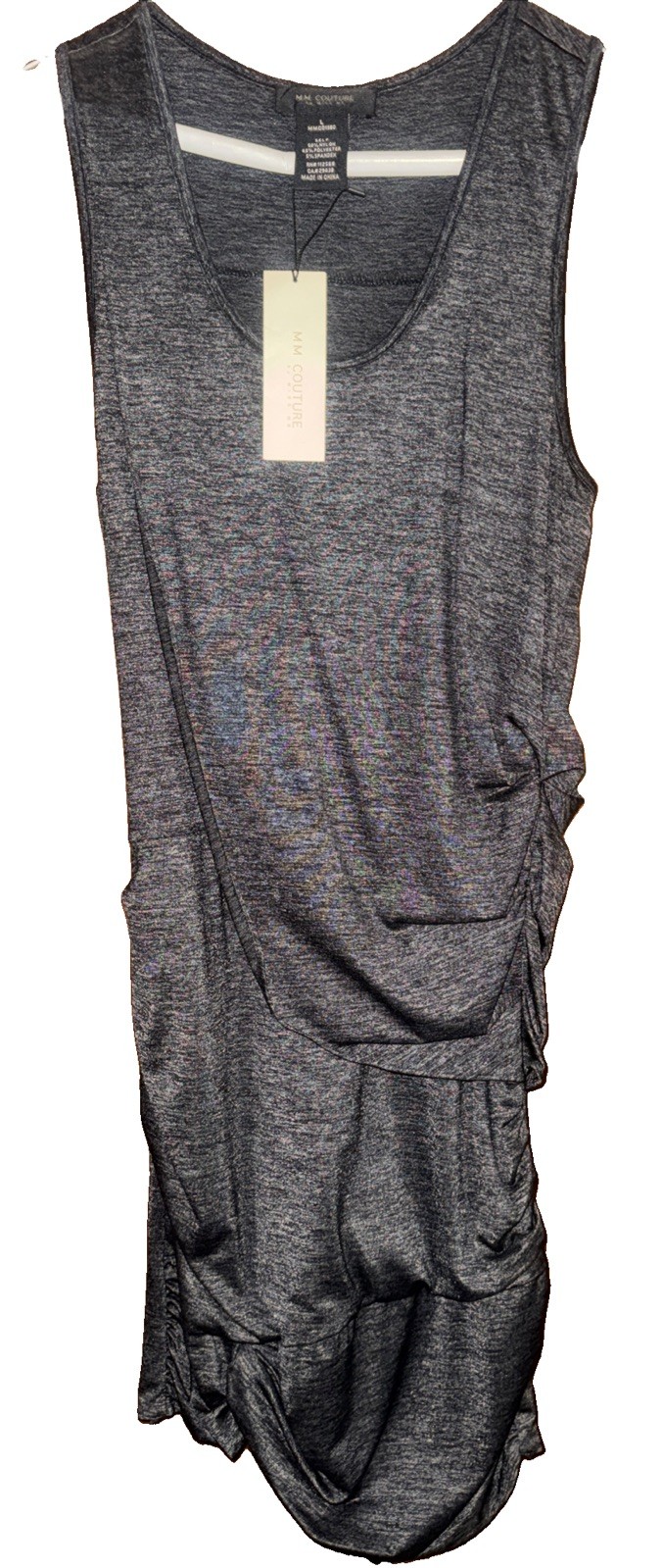 MM COUTURE by MISS ME Charcoal Gray Dress Size Large Sexy Bodycon Marled NWT