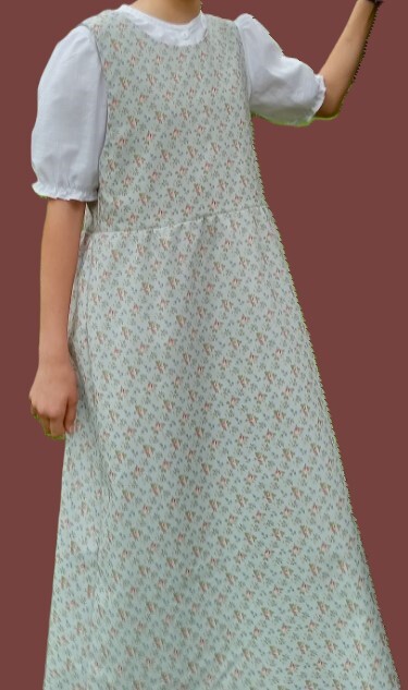 CUSTOM Ladies Plus long full jumper dress blue floral cotton S M L XL 1X 2X 3X