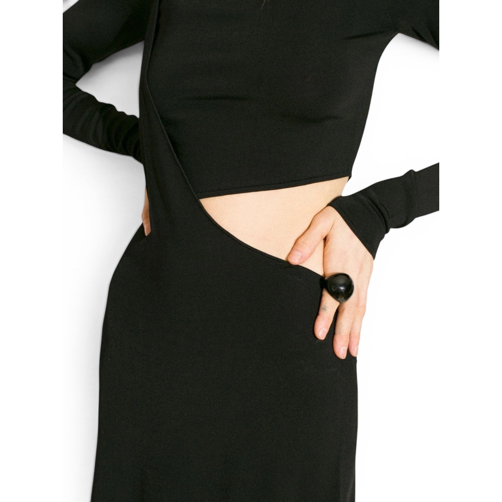 Paris Georgia Lola Black Cutout Maxi Dress Gallery Opening Quiet Luxury S NWT