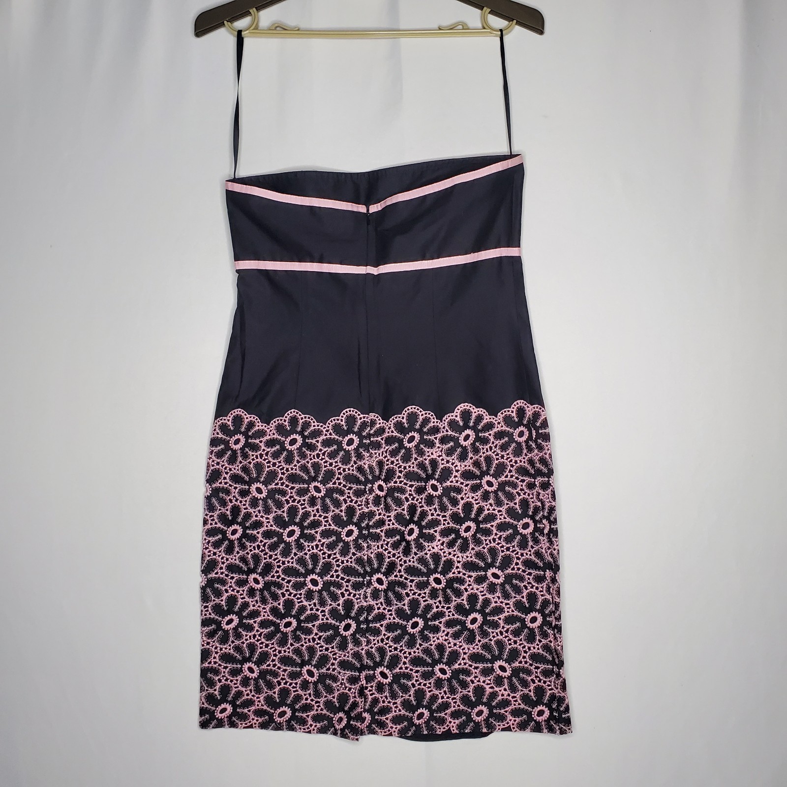 Cynthia Steffe Dress Medium Y2K Embroidered Flower Black Pink Whimsygoth Y2K