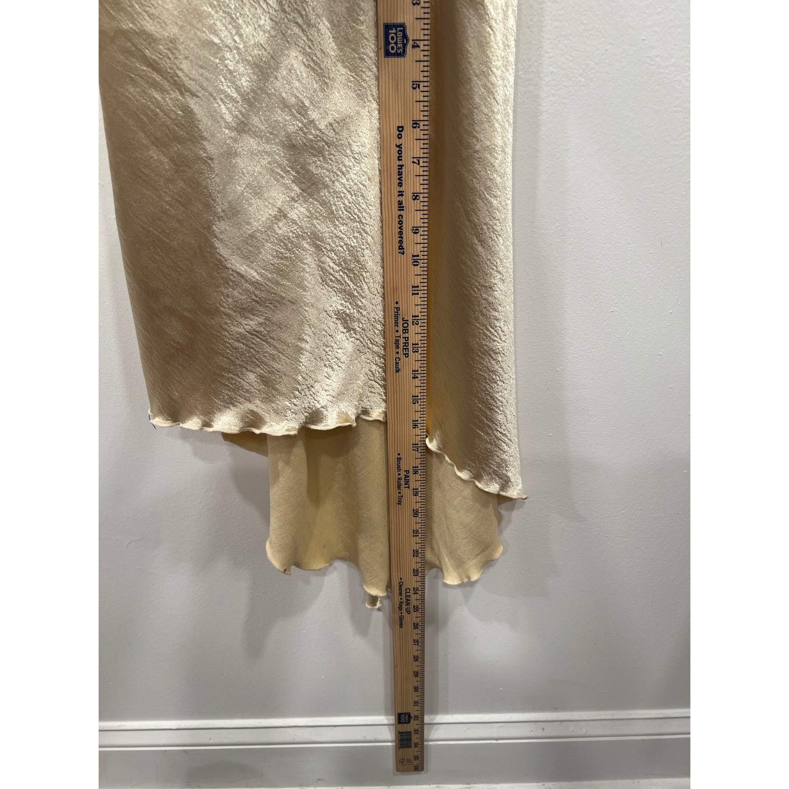 Champagne Gold Cowl Neck Satin Midi Dress Womens Medium Tie Strap