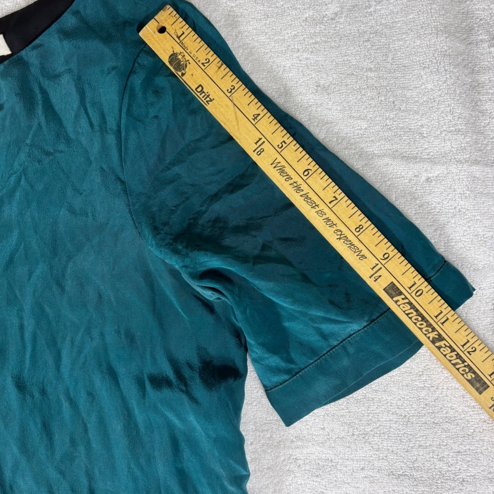 Lavender Brown Shift Dress Womens Medium Teal 100% Silk Short Sleeve Jewel Neck