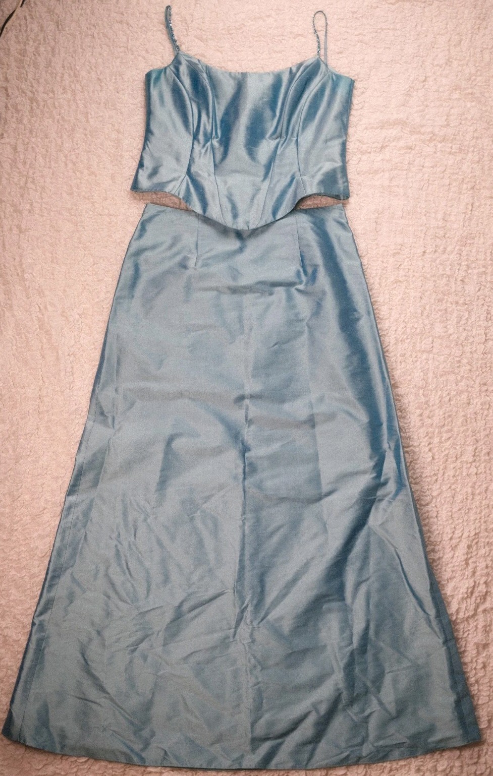 Vintage John Charles 100% Silk Corset Top & Maxi Skirt Set UK 14 US 10