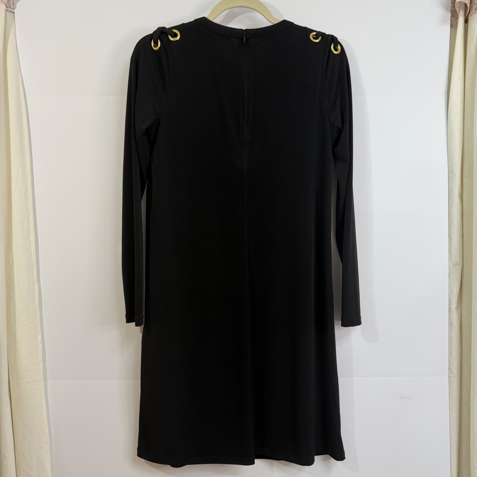 Michael Kors Black Grommet Lace Up Shift Dress Small Romantic Flirty NWT $135