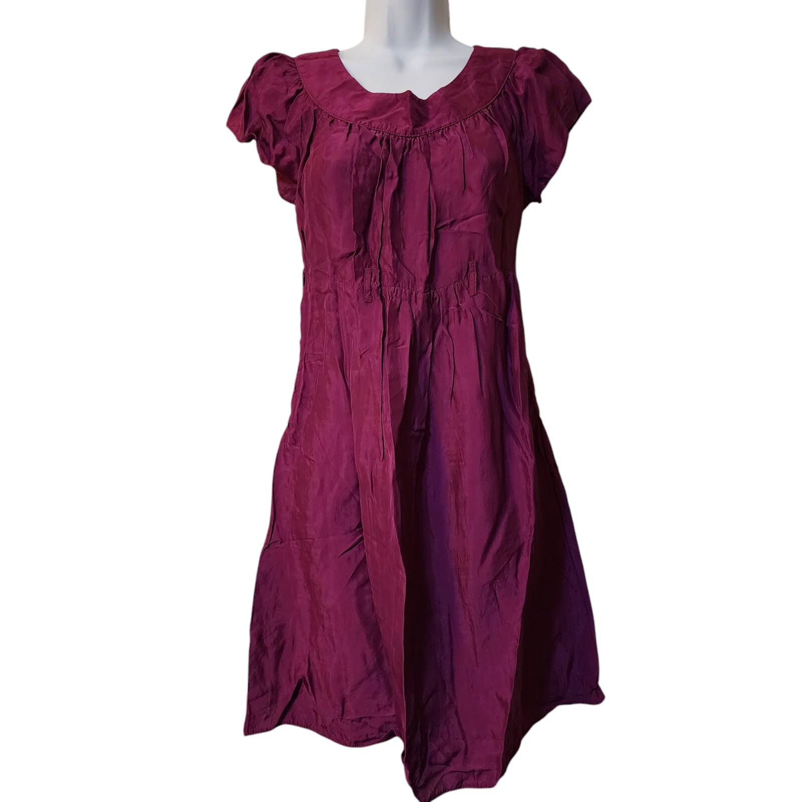 TopShop Womens Mini Dress Size S Purple Keyhole Button Short Sleeve Pullover