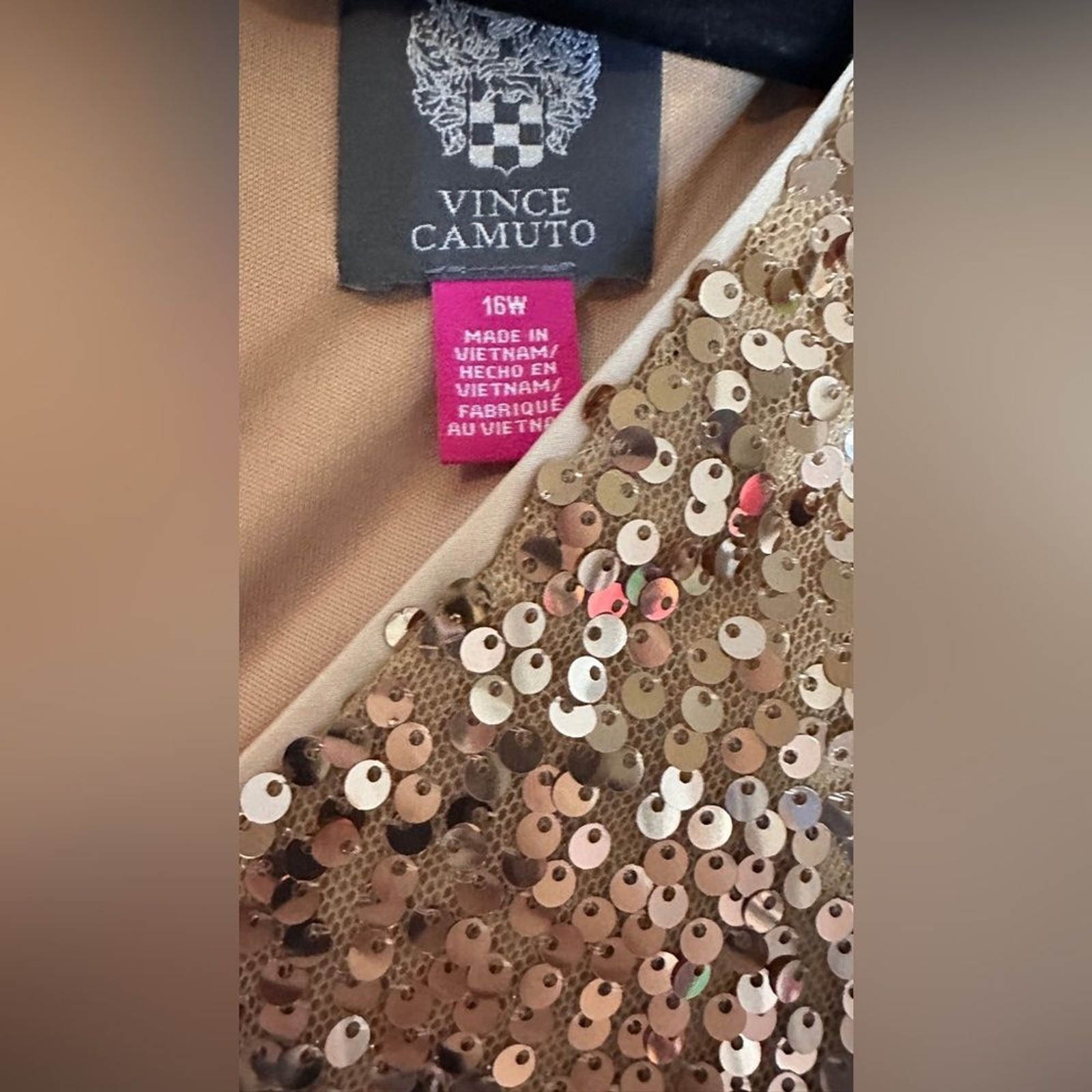 Vince Camuto Dress Copper Sequin, 14W and 16W