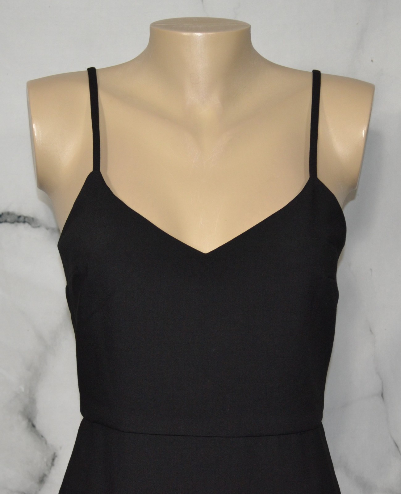 FRENCH CONNECTION NEW NWT Black Whisper V Neck Dress 6 Envelope Skirt Adj Straps