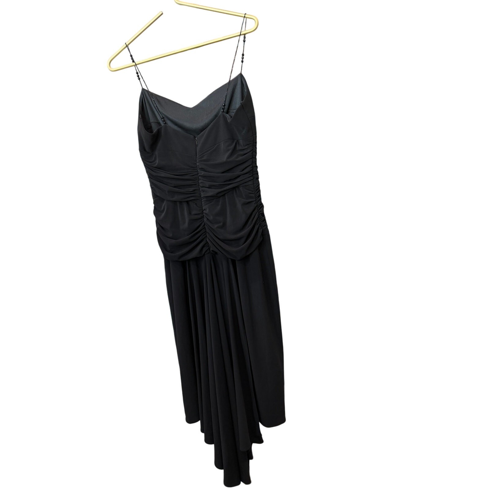 Laundry Shelli Segal Black Beaded Strap Hi-Low Dress 6 LBD Cocktail
