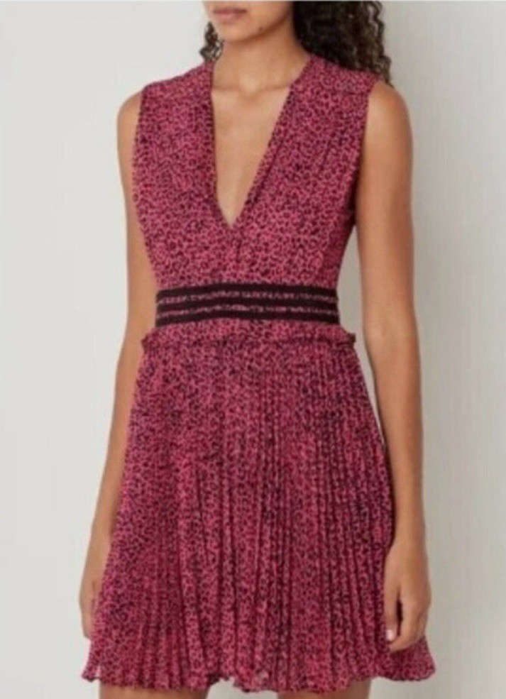 The Kooples Pink Leopard Trend Dress Sz FR 2/US 6 Runs Small * NWT MSRP $320
