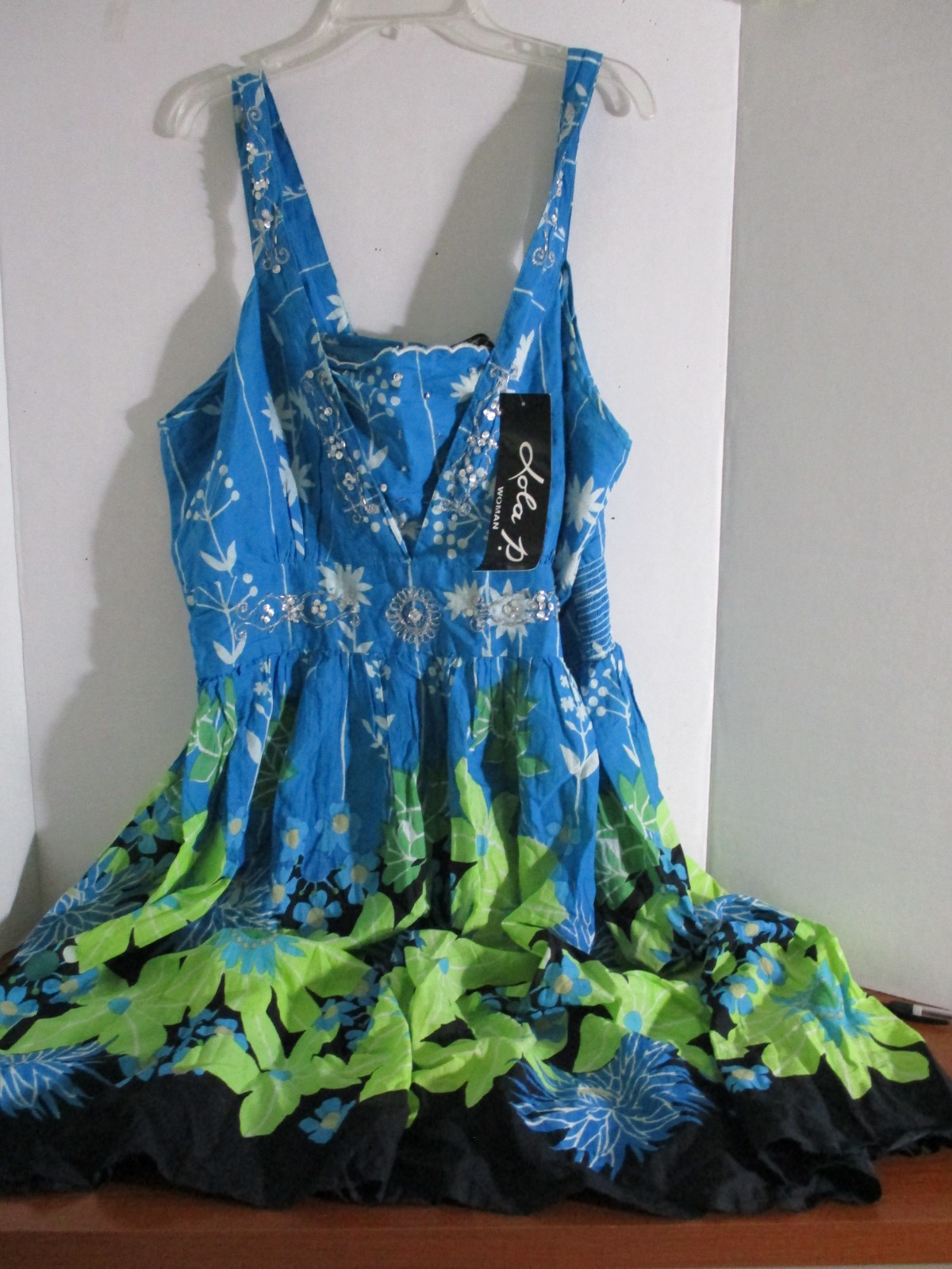 LOLA P.~ Blues Greens SLEEVELESS SUMMER DRESS Women’s 2X~NWT
