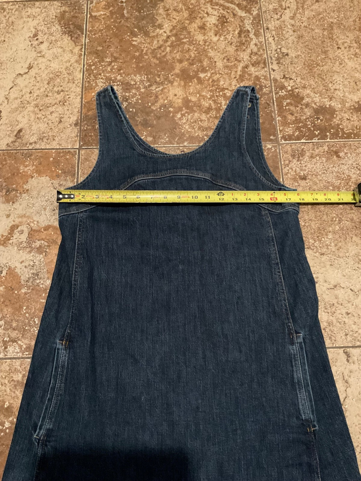 PILCRO ANTHROPOLOGIE DARK DENIM OVERALL SHIFT DRESS (SIZE 8) PREOWNED