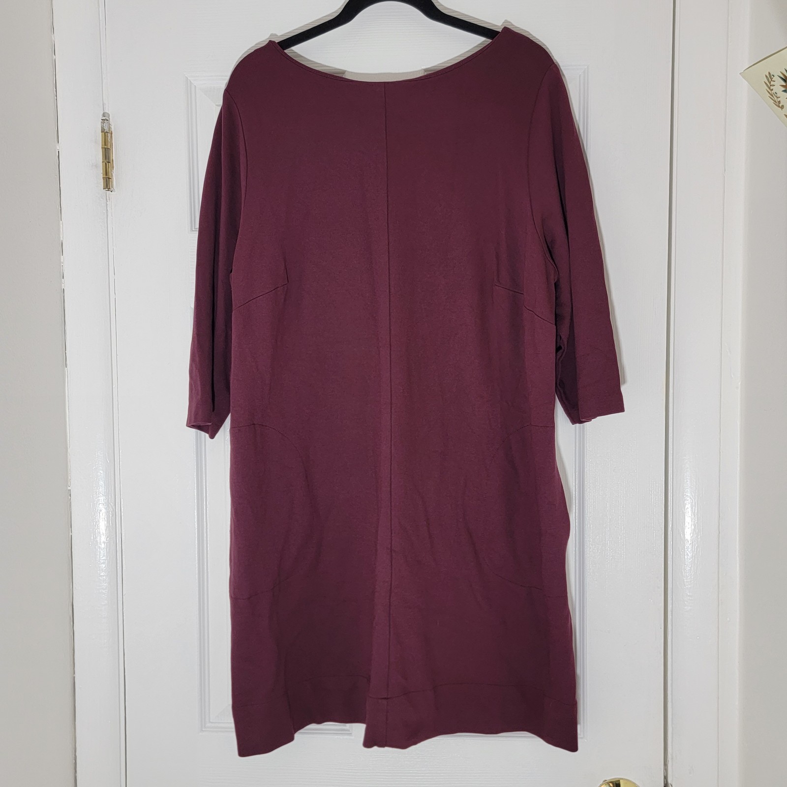 J. Jill 2X Burgundy Ponte Knit Dress 3/4 Sleeve Pockets Holiday Christmas Work