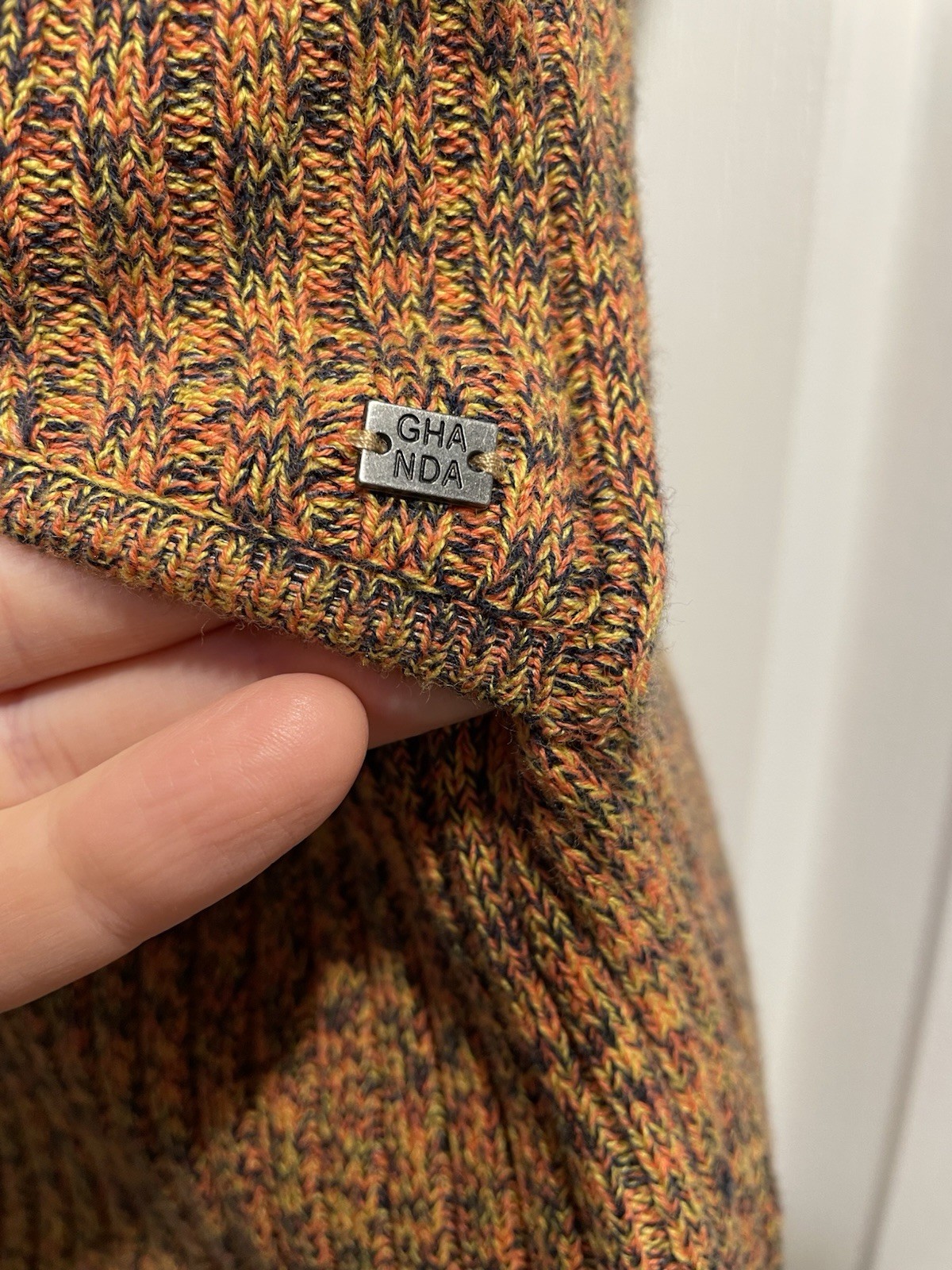Ghanda Bodycon Knit Midi Dress Size Small with cut out back Boho Hippie