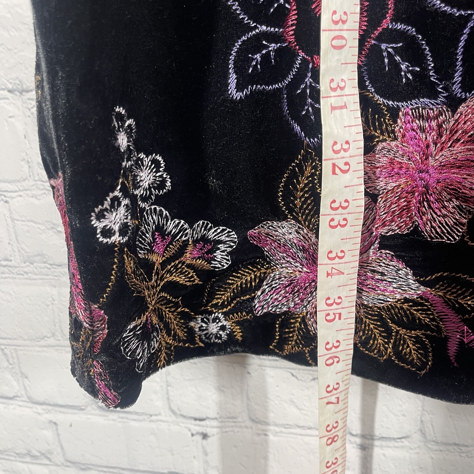 Beige Eci Dress Women Size 8 Pullover Velvet Floral Whimsygoth Embroidered